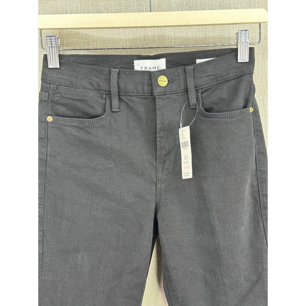 FRAME Le Pixie Jeans Cotton Blend Noir Women's 26P High Flare NWT - Picture 3 of 15